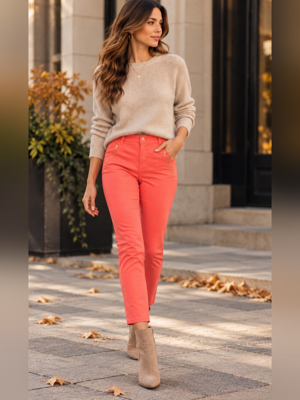 Dynamite Neon Coral Slim Pants NWT Size 25